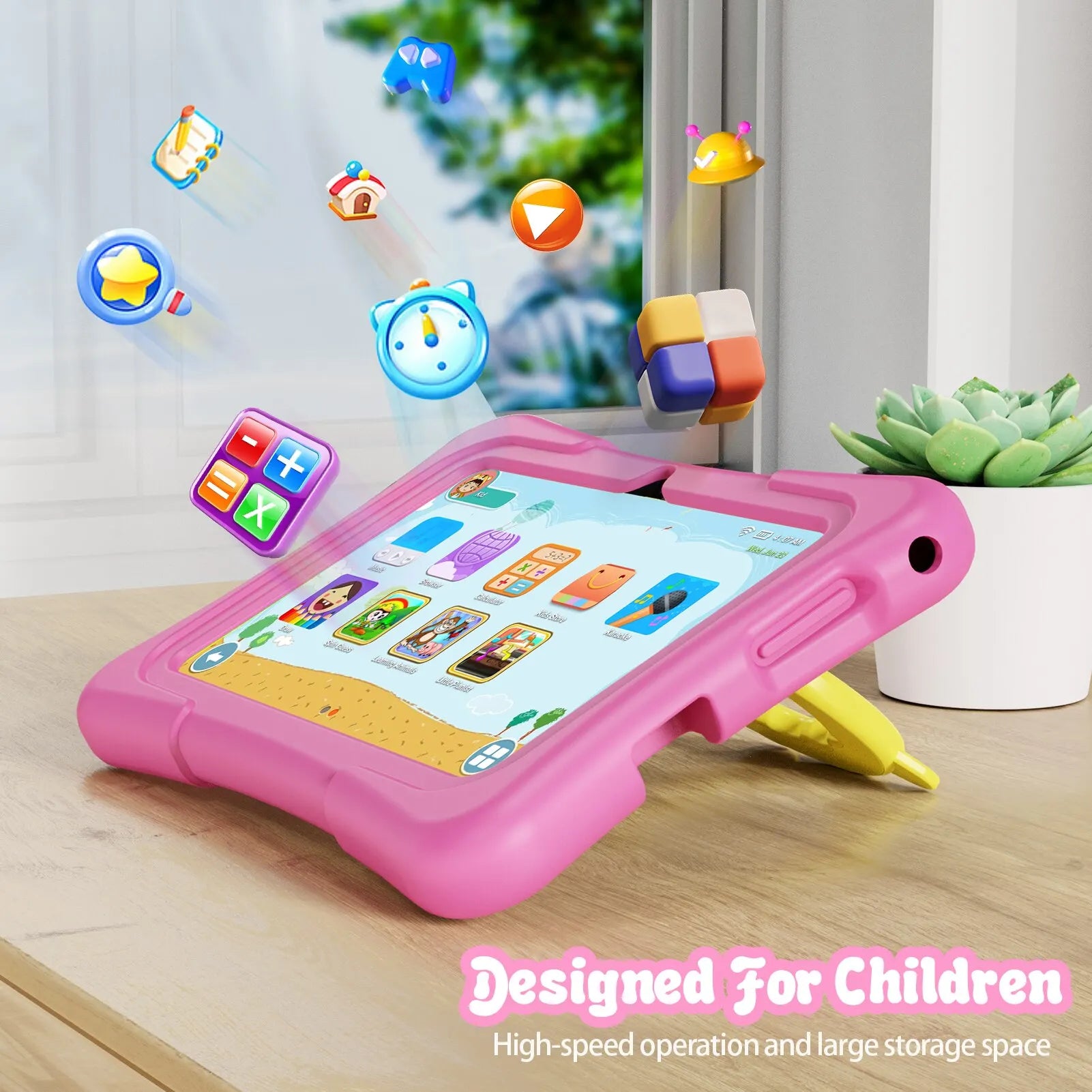 KiddoTab – Tauleta infantil 7 polzades Android 11, 32GB amb càmera dual i funda resistent als cops