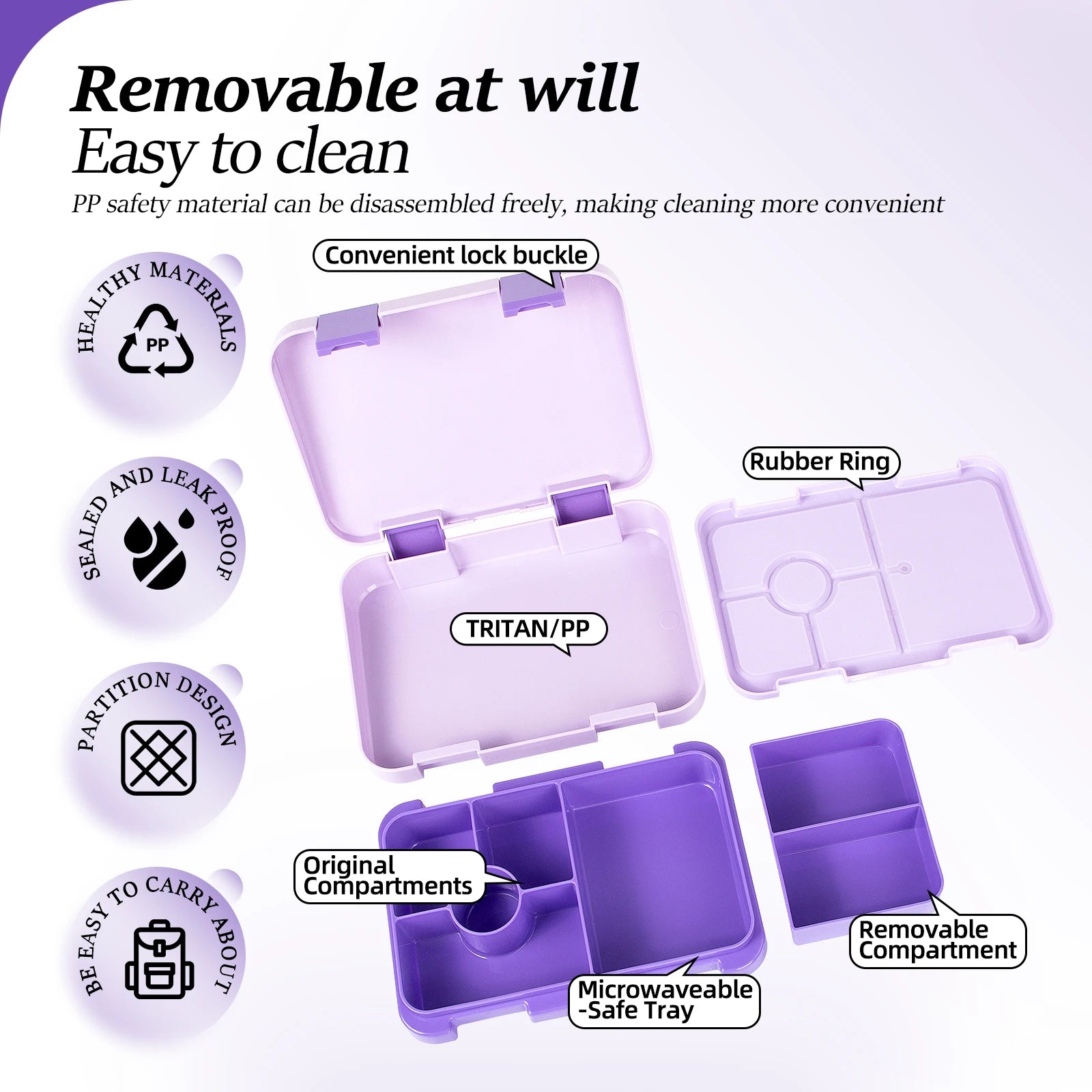 Lunixi – Bento lunchbox leak-proof microwave-safe – children school