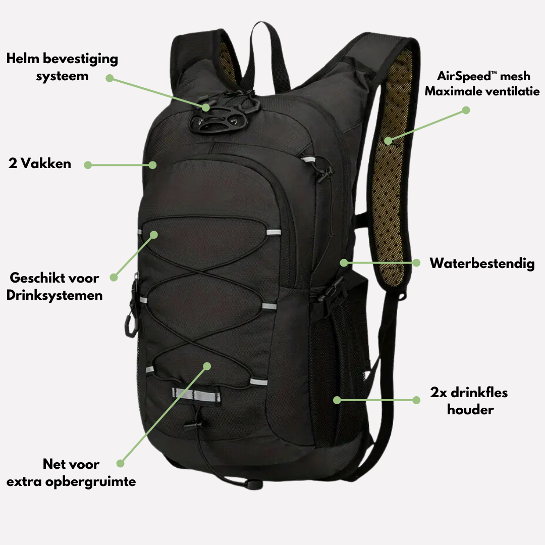 Mochila de bicicleta impermeable premium – ligera, ventilada y práctica