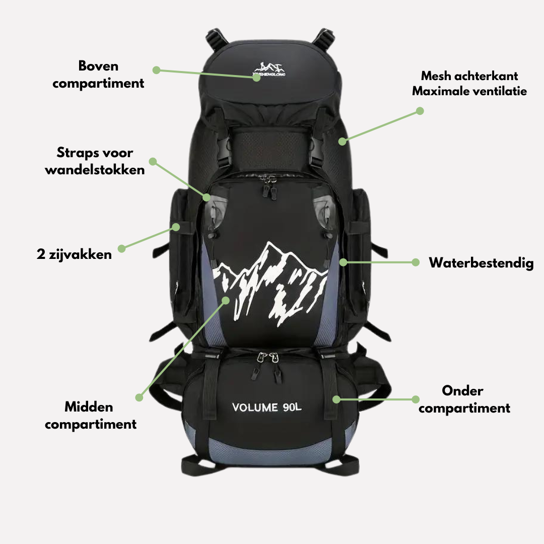 Mochila impermeable de 90L – Gran mochila de exterior para aventureiros