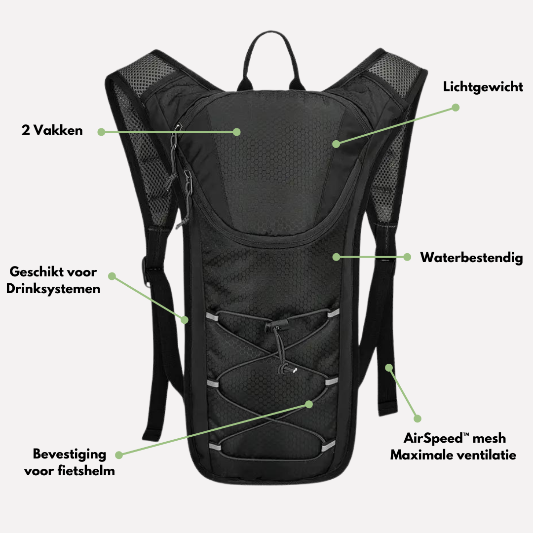 Mochila de bicicleta premium – Lixeira e ventilada | Con soporte para casco e compartimento de hidratación