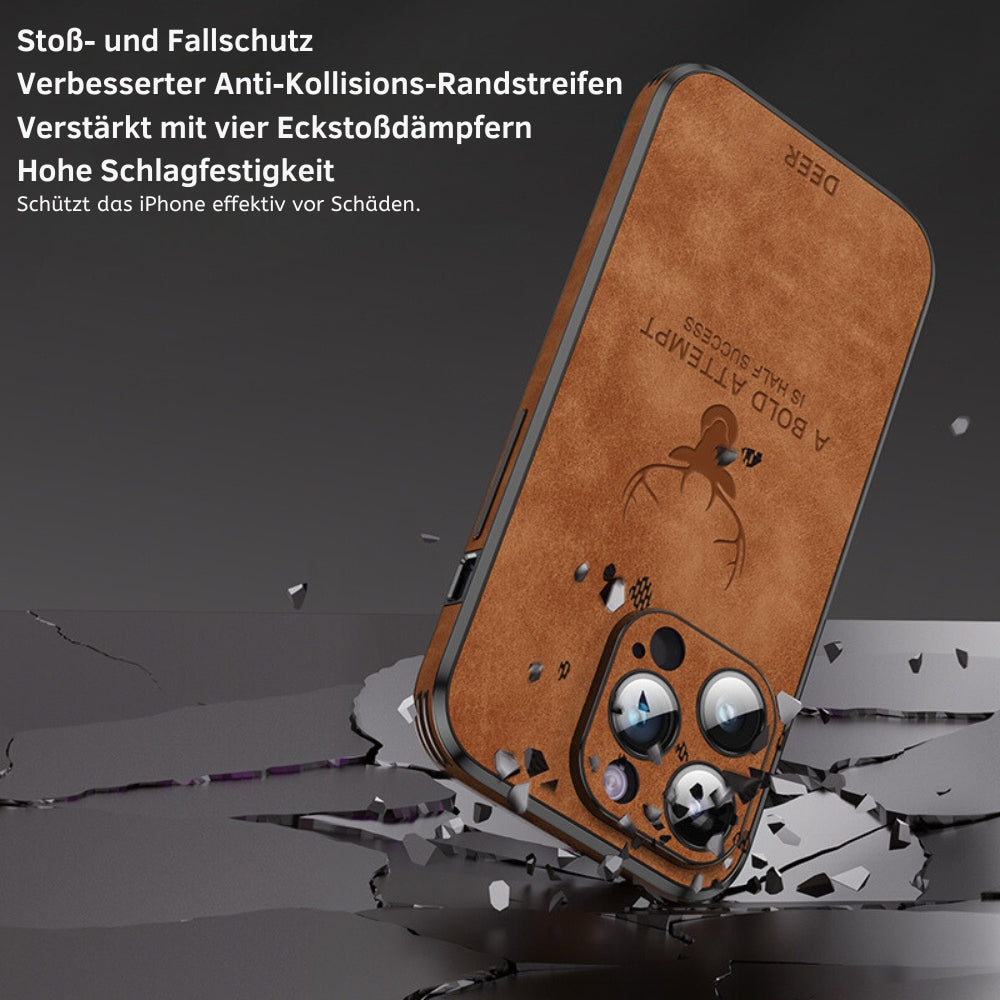 Deer – funda para iPhone de coiro auténtico e resistente a golpes – deseño elegante e delgado