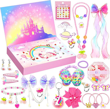 PrettySpark – Calendario de advento rosa para nenas – 24 xoias e pasadores de pelo