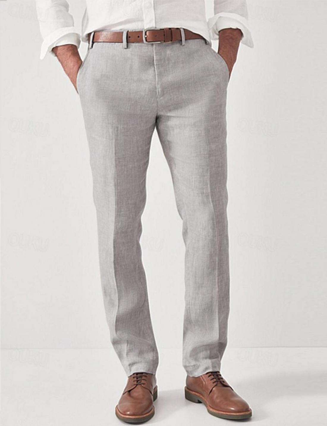 Linnen Broek Heren Slim Fit 100% Ademend voor Zomer, Casual en Semi-Formeel 0