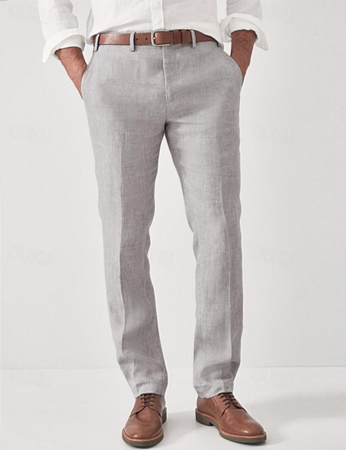 Linnen Broek Heren Slim Fit 100% Ademend voor Zomer, Casual en Semi-Formeel 0