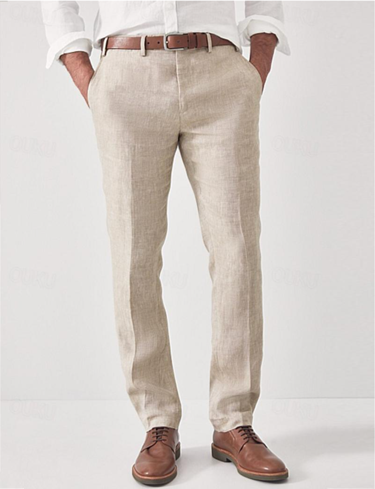 Linnen Broek Heren Slim Fit 100% Ademend voor Zomer, Casual en Semi-Formeel 1