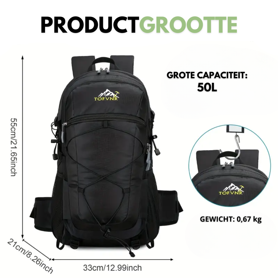 VestraGear Wandelrugzak 50L – Waterbestendig & Lichtgewicht