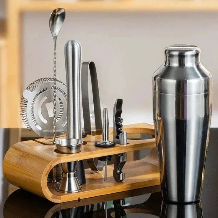 MixologyMaster Conxunto de cócteles – Conxunto de 10 pezas de shakers de aceiro inoxidable para barra de casa