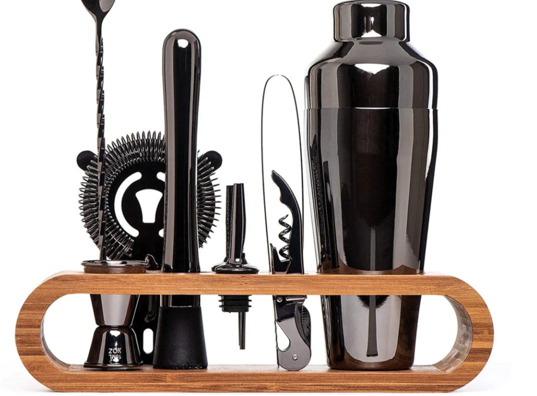 MixologyMaster Conxunto de cócteles – Conxunto de 10 pezas de shakers de aceiro inoxidable para barra de casa