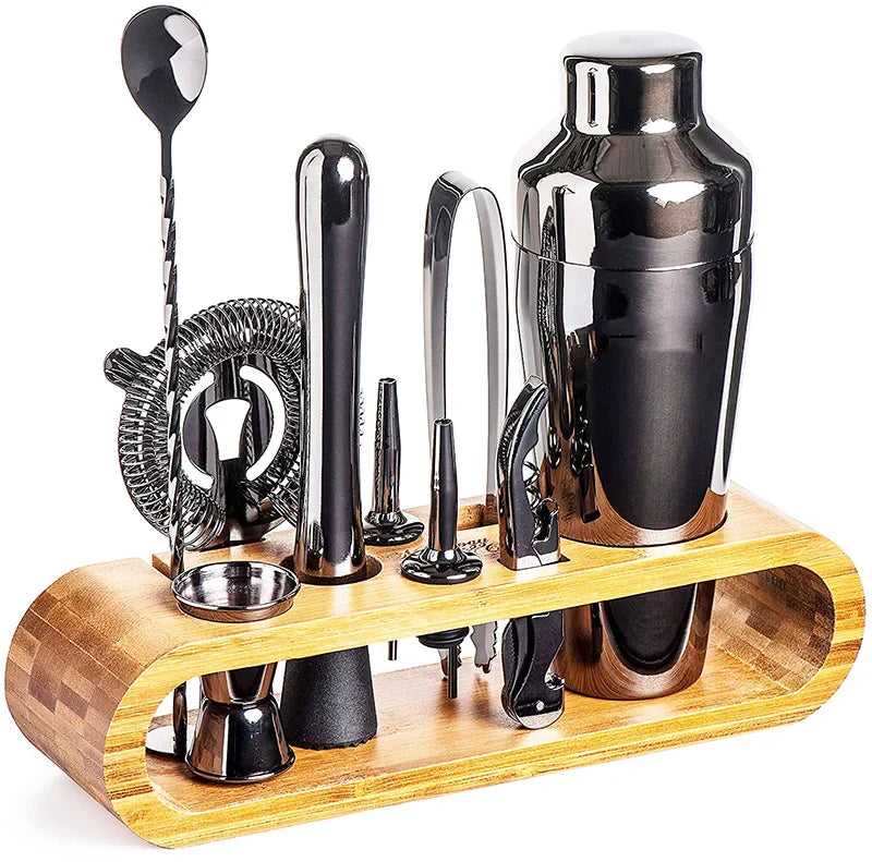MixologyMaster Conxunto de cócteles – Conxunto de 10 pezas de shakers de aceiro inoxidable para barra de casa