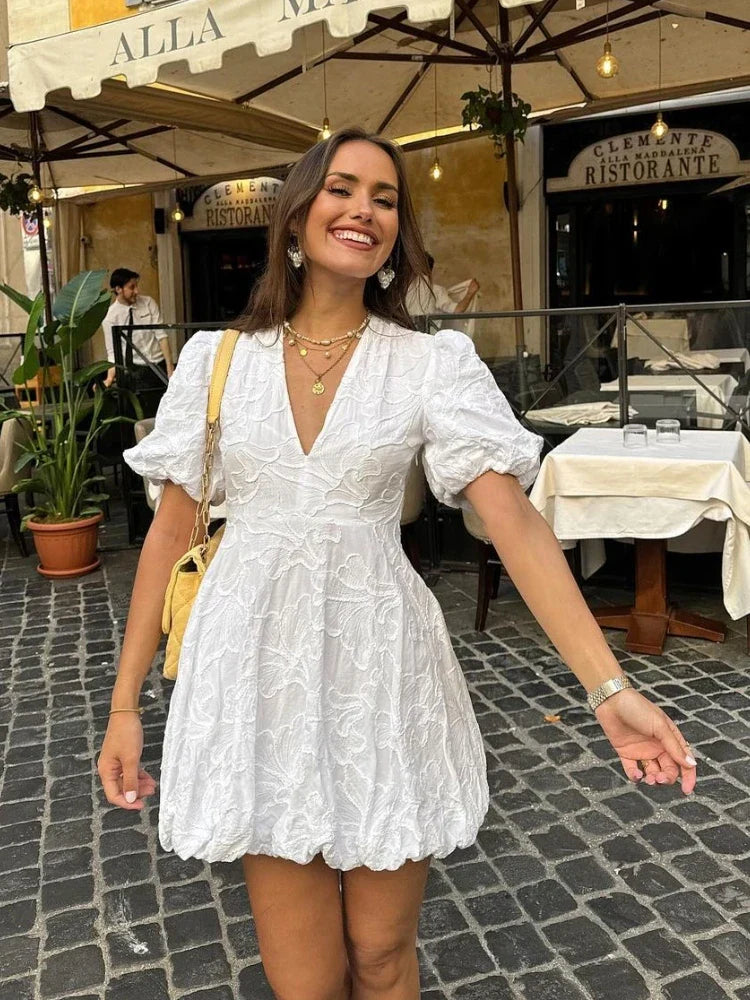 Mason | Elegante Witte Zomerjurk met Geborduurde Ruches 2