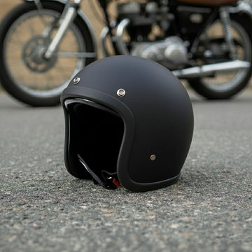 Motorhelm – Laag profiel vintage motorhelm met DOT-gecertificeerde glasvezelschaal