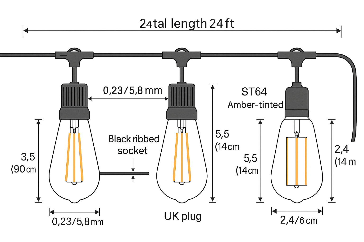 Lumora – Iluminación para fiestas exterior 25 lámparas LED – 24FT IP65 resistente
