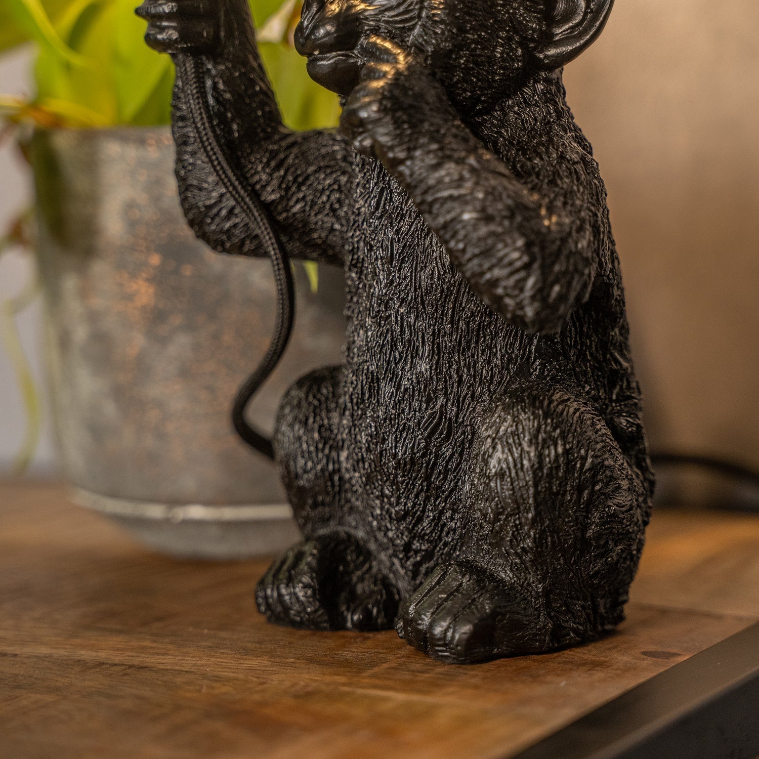 Lámpara de mesa ChimpShine - Mono negro - Luxoso e único - Ideal para ambiente e estilo na casa