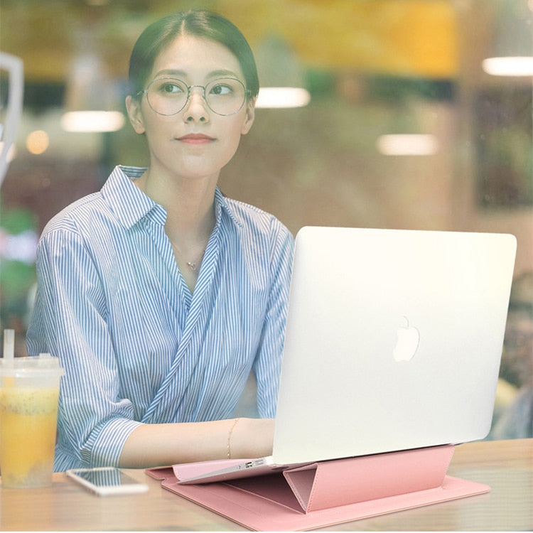 Opvouwbare Laptopstandaard & Sleeve – Ergonomisch Werkcomfort Vestragear