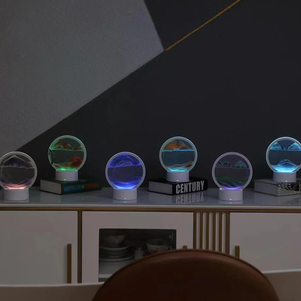 Modern Circular Sand Art Lamp - AquaDrift 4