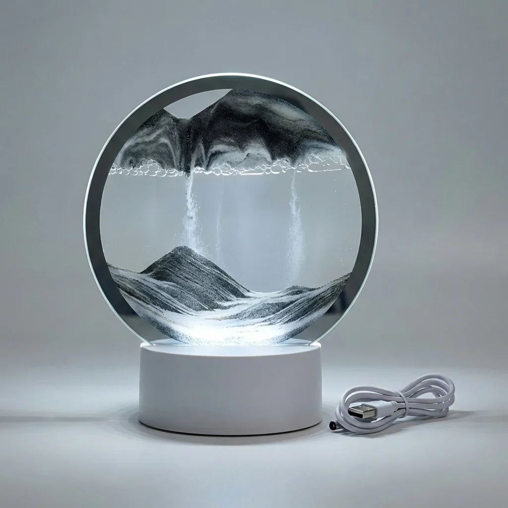 Modern Circular Sand Art Lamp - AquaDrift 6