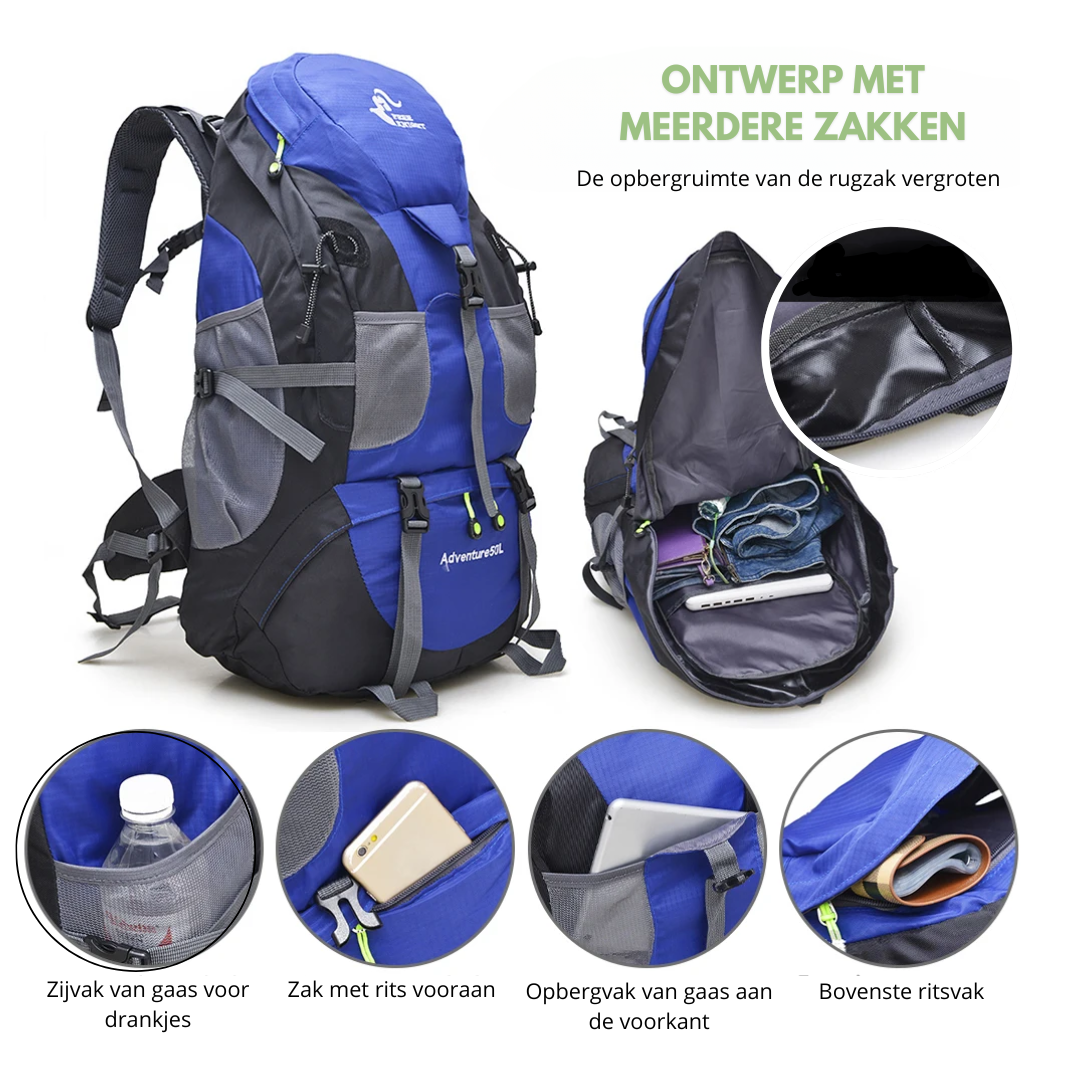 Mochila impermeable para exterior 50L – Lixeira e cómoda
