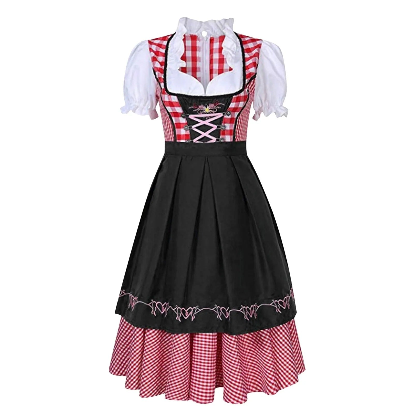 Nadine – Dirndljurk Zwart-Rood met Blouse – Voor Dames & Oktoberfest