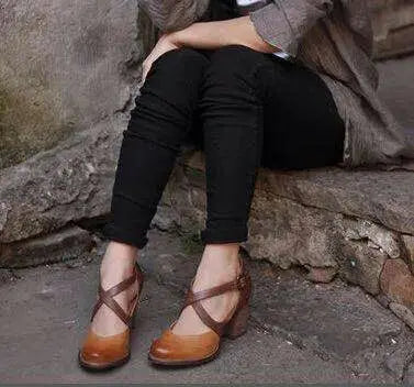 Revalki Jaimie - Light brown summer leather heels