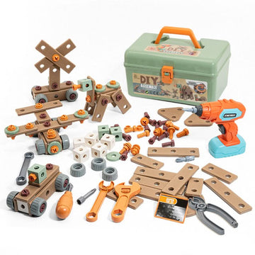 Bauspielzeug-Set – Mit elektrischem Schraubendreher & Aufbewahrungskoffer