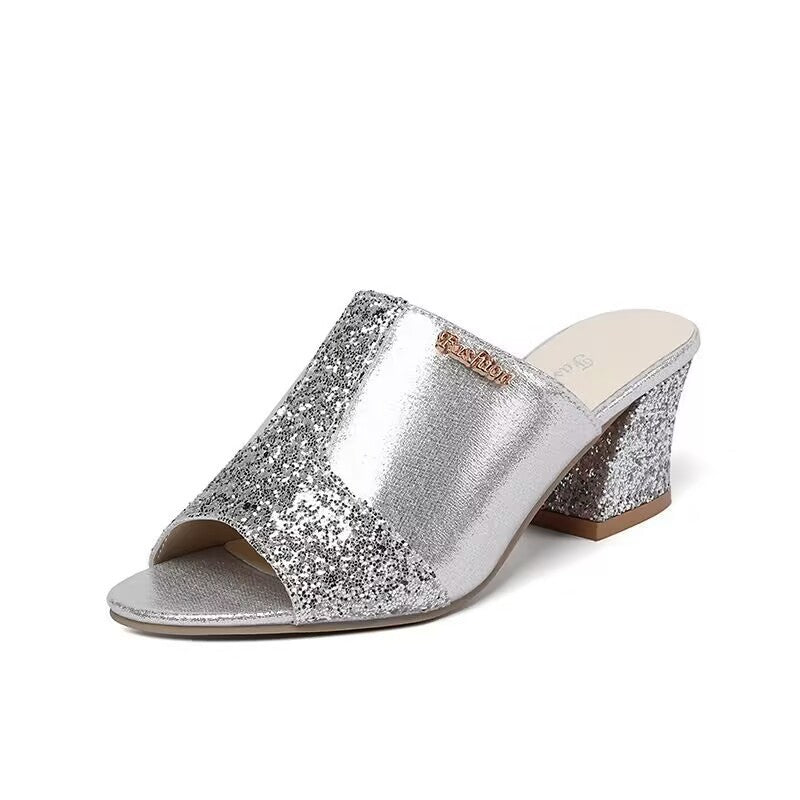Valena Hakken | Sandalias con Brillo y Tacón para Ocasiones Elegantes de Verano