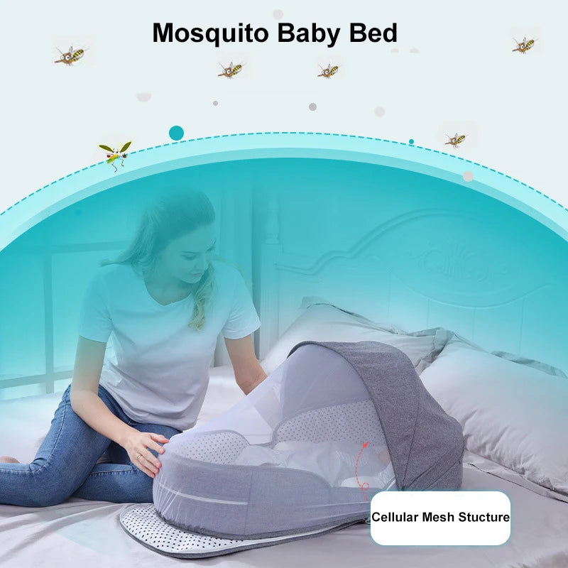 Luvano – Cama de bebé plegable con mosquitera, segura e compacta