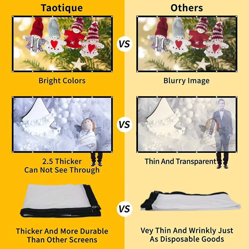 Opvouwbaar Projectiescherm 100 Inch voor Binnen en Buiten, Scherm voor Beamer 16:9 1