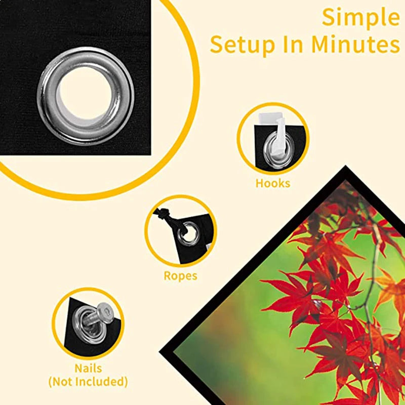 Opvouwbaar Projectiescherm 100 Inch voor Binnen en Buiten, Scherm voor Beamer 16:9 3