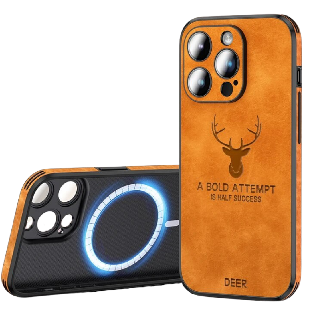 Deer – funda para iPhone de coiro auténtico e resistente a golpes – deseño elegante e delgado