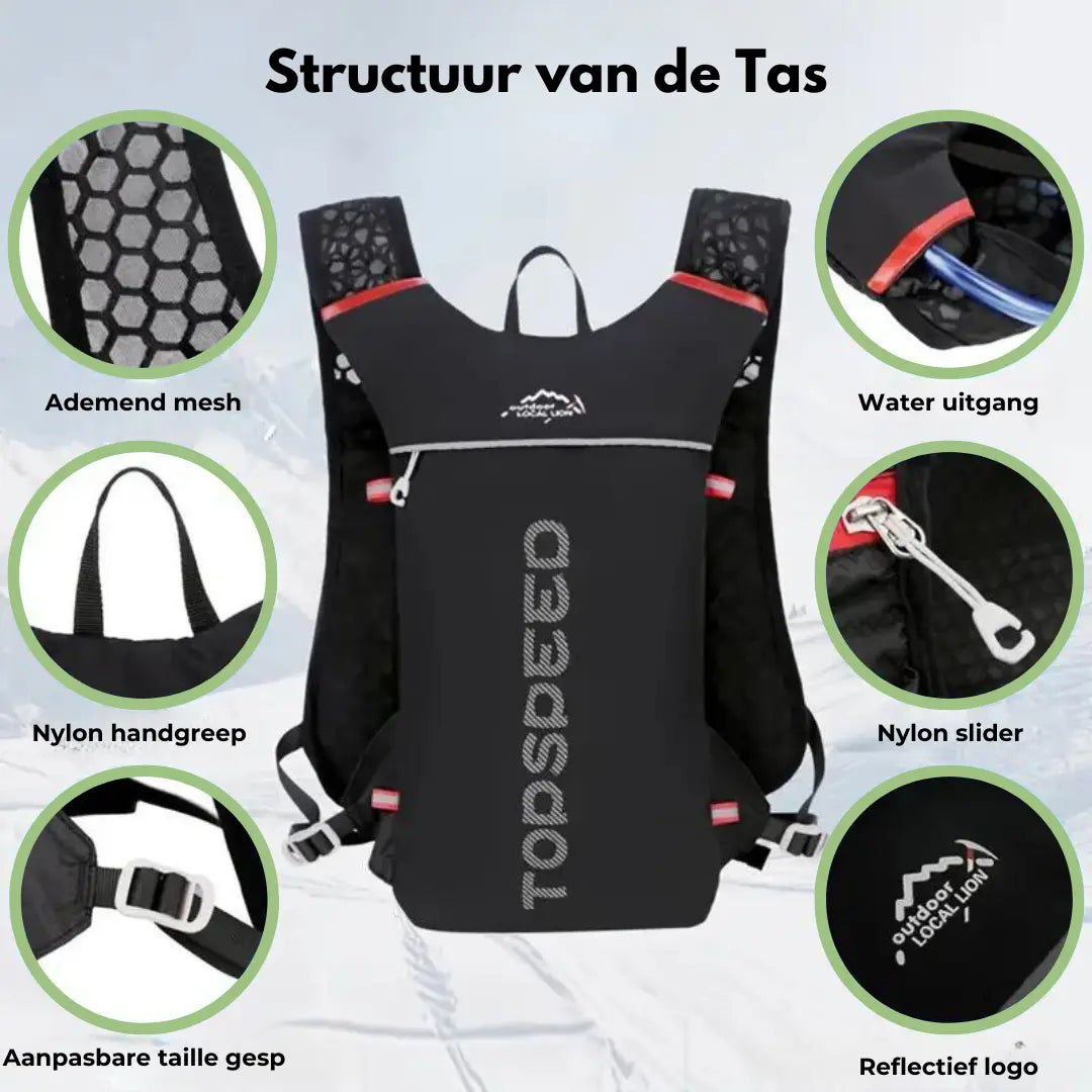 Water backpack – Lightweight hydration backpack 5L with 2L water bladder & bottles