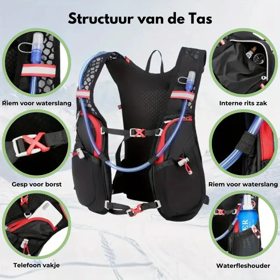 Water backpack – Lightweight hydration backpack 5L with 2L water bladder & bottles