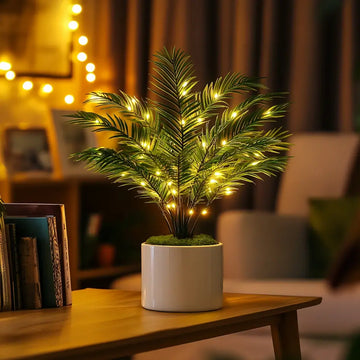 Sfeerlamp palmblad – kunstplant met arecabladeren en warme lichtjes