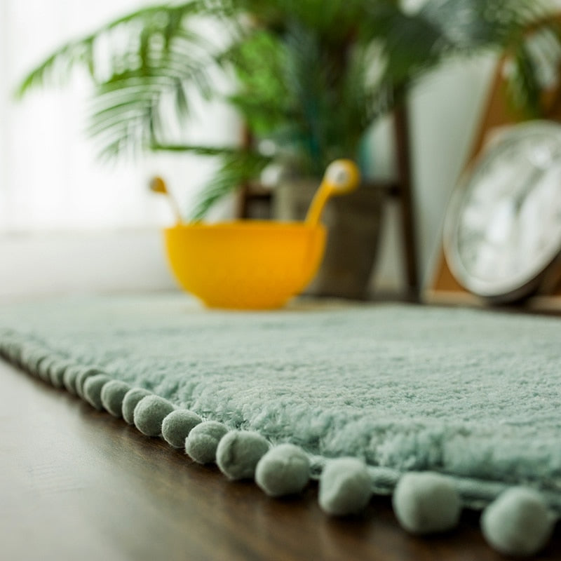Pomiva – Alfombra oval antideslizante con borde de borlas de poliéster