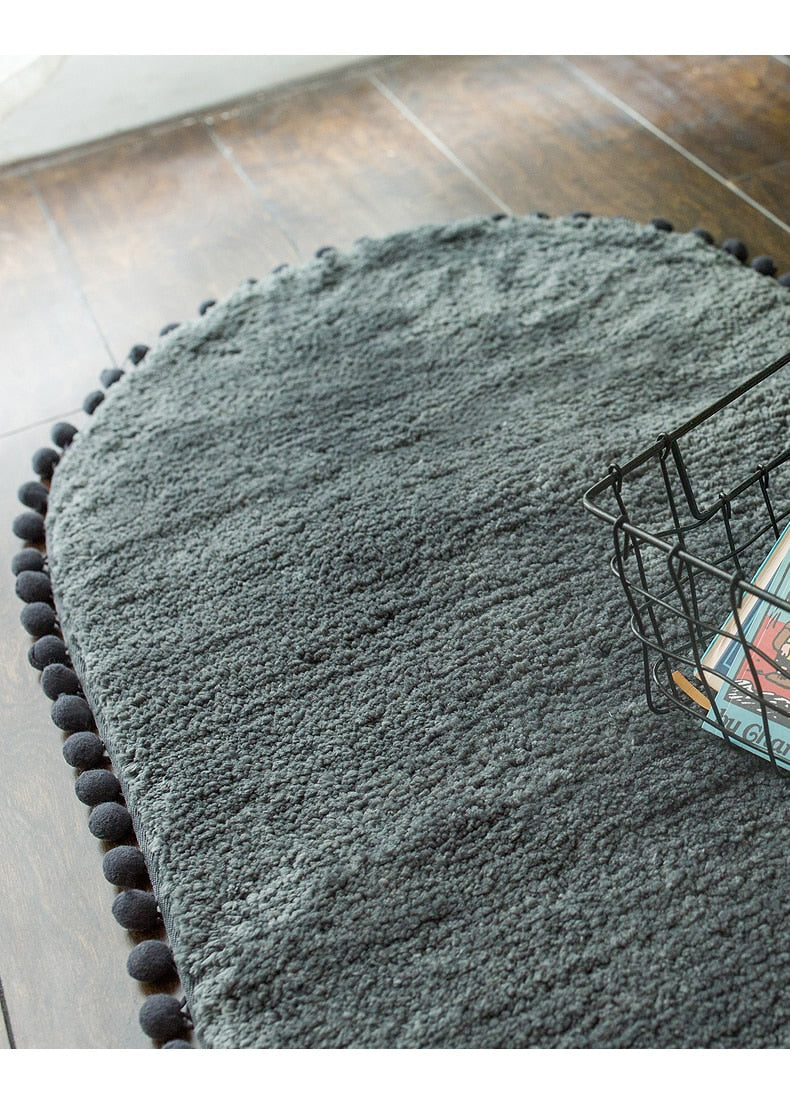 Pomiva – Alfombra oval antideslizante con borde de borlas de poliéster