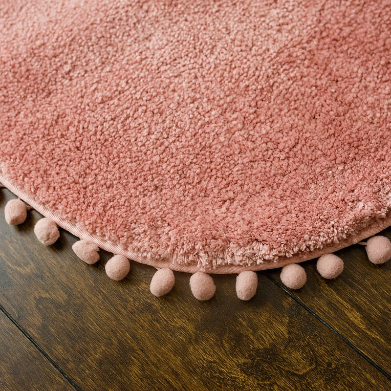 Pomiva – Alfombra oval antideslizante con borde de borlas de poliéster
