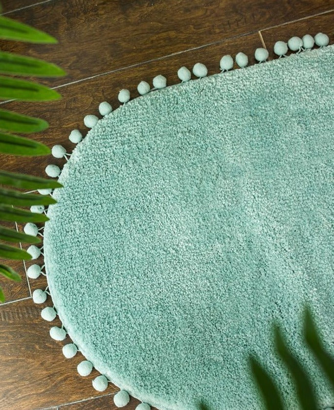 Pomiva – Alfombra oval antideslizante con borde de borlas de poliéster