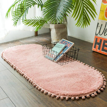 Pomiva – Alfombra oval antideslizante con borde de borlas de poliéster