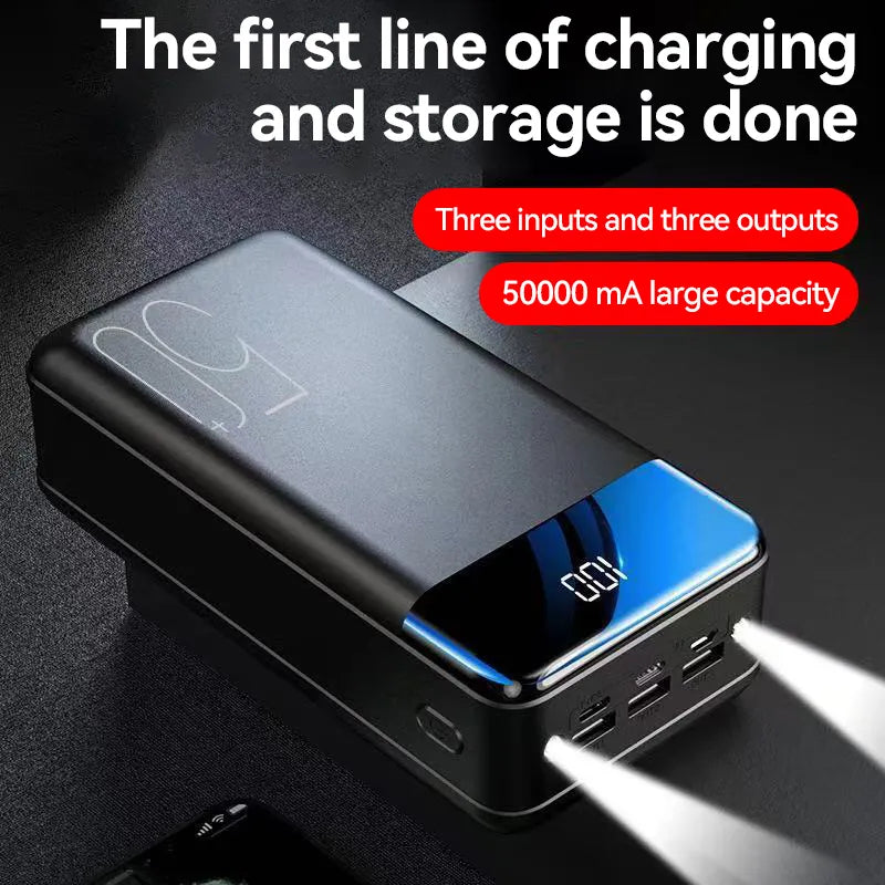 PowerBloc 50k Powerbank 50000 mAh – USB-C Fast Charger for Travel & Emergency