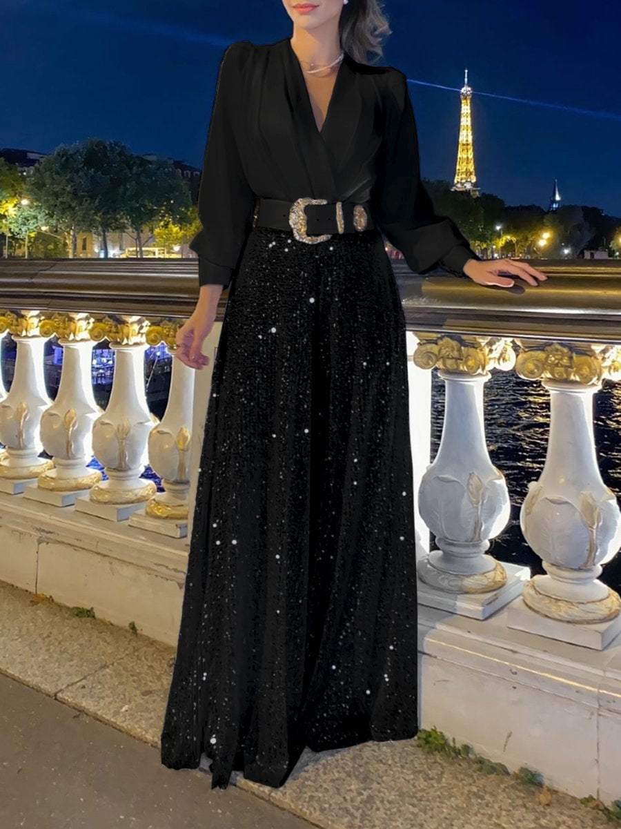 Glitzelle – Vestido de noche para mujer con brillos, tela transpirable para gala o fiesta
