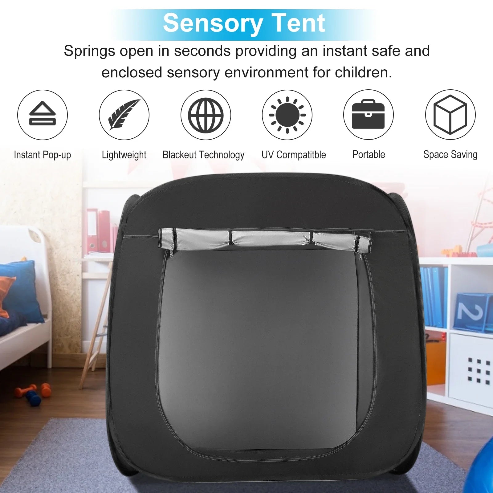 Premium Pop-up Sensory Den voor Kinderen met Autisme en ADHD, Verduisterend en Draagbaar 1
