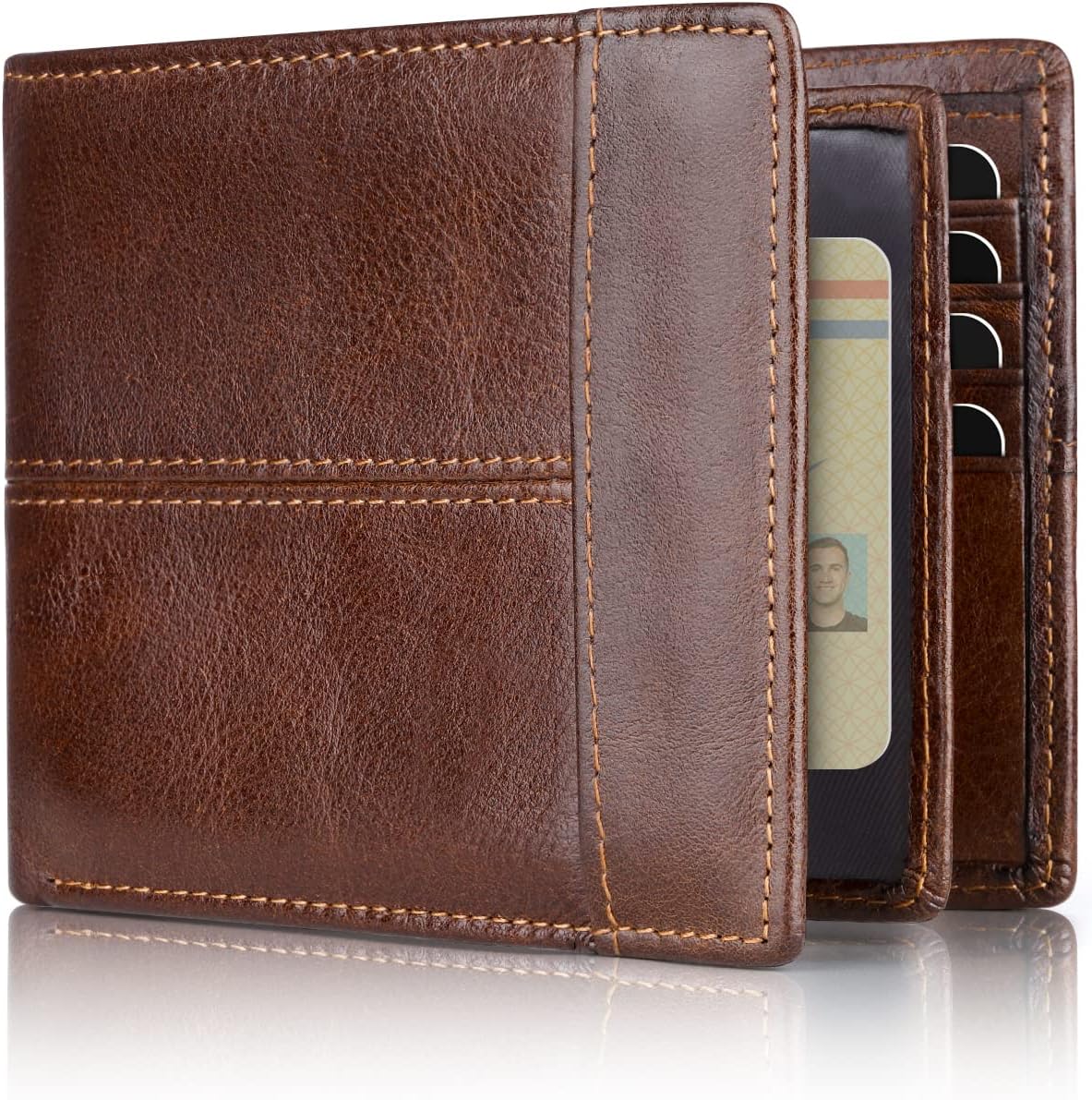 Premium RFID-Blocking Leather Bifold Wallet for Men - SlimArmor 1