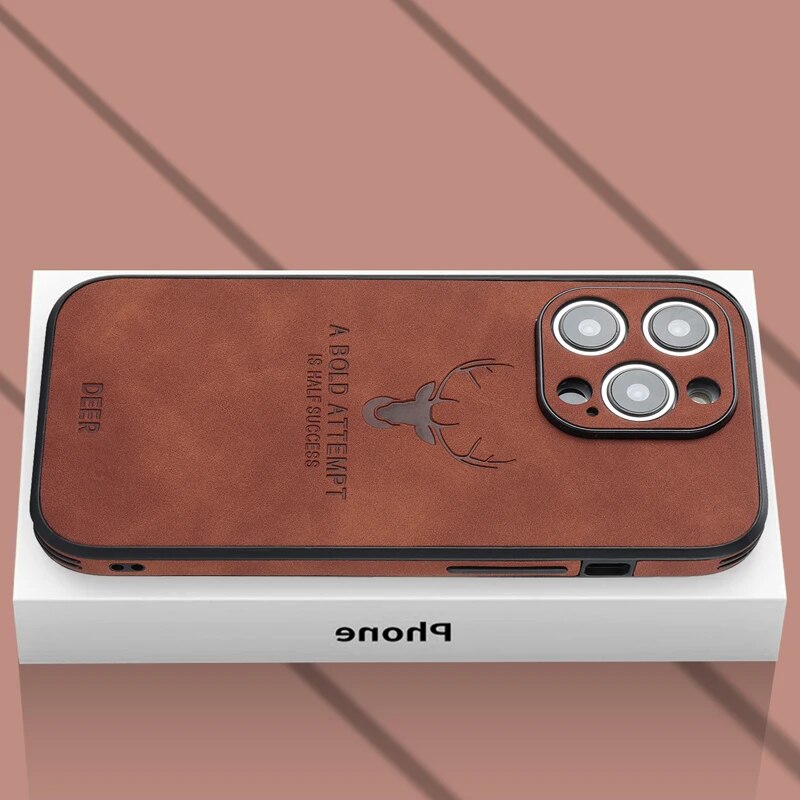 Deer – funda para iPhone de coiro auténtico e resistente a golpes – deseño elegante e delgado