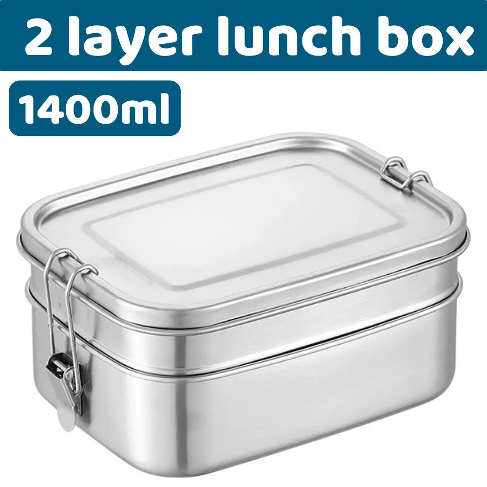 Edelstahl Bento Lunchbox 800ml – Auslaufsicher, Fächer, Spülmaschinenfest