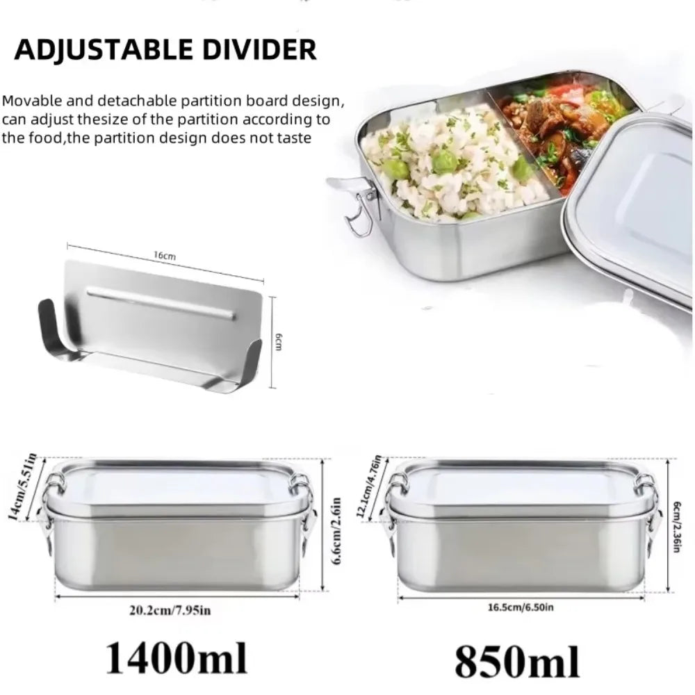 Edelstahl Bento Lunchbox 800ml – Auslaufsicher, Fächer, Spülmaschinenfest