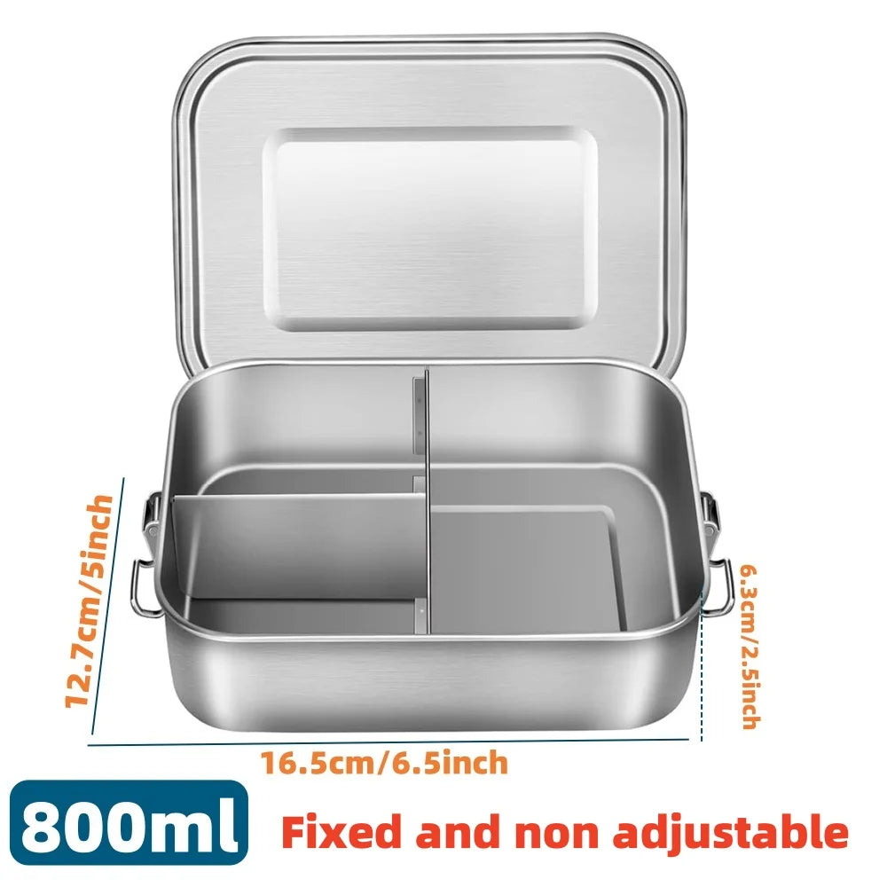 Edelstahl Bento Lunchbox 800ml – Auslaufsicher, Fächer, Spülmaschinenfest