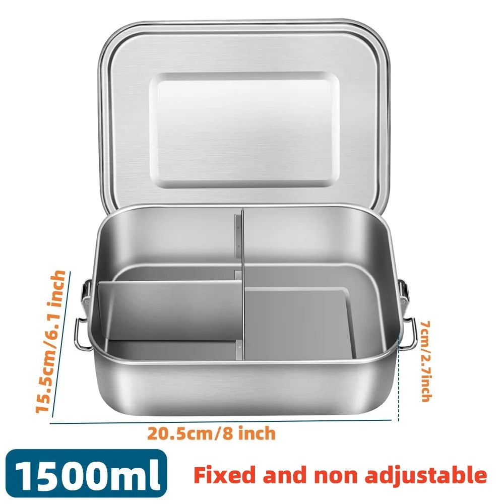 Edelstahl Bento Lunchbox 800ml – Auslaufsicher, Fächer, Spülmaschinenfest