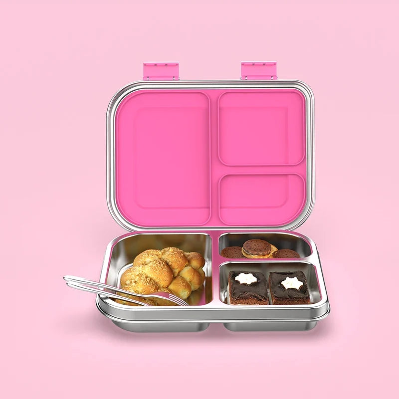 RVS Lunchbox – 975 ml Bentobox met 3 Vakken & Lekwerende Deksel 5
