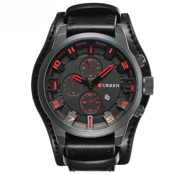 Heren Chronograaf Horloge – Quartz, Leren Band, Datumfunctie & 43 mm Kast