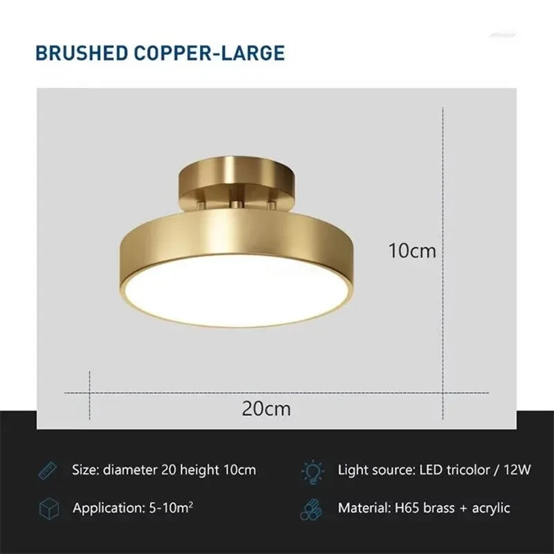 CopperLux – Lámpara de techo LED retro cobre – Diseño compacto y de bajo consumo energético